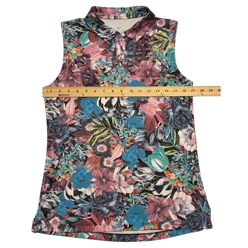 Nike Dri-FIT Sleeveless Golf Polo Women's Small Tropical Floral Print